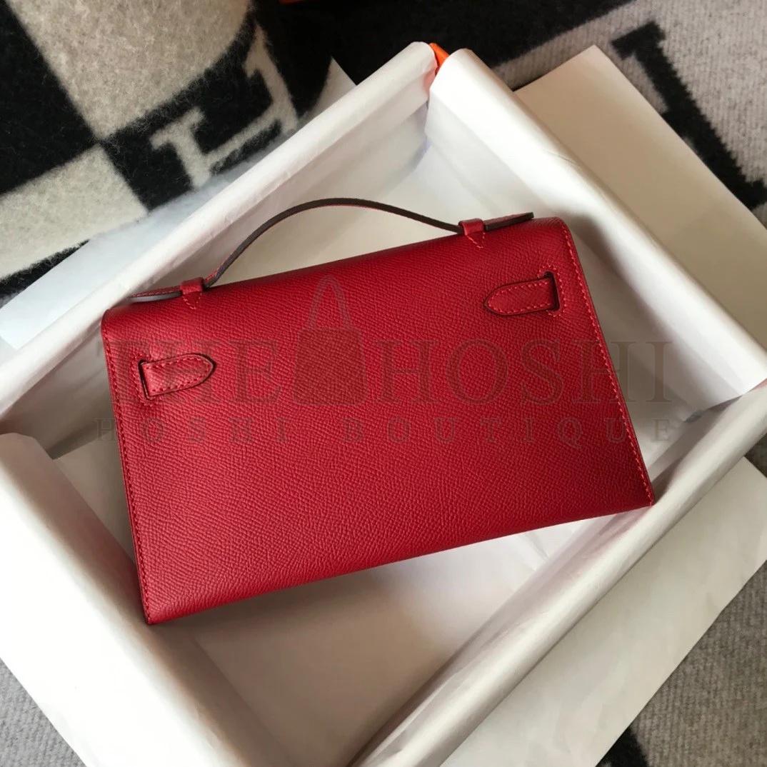 H**me5 Kelly Pochette Clutch Bag In Red Epsom Leather Master Quality