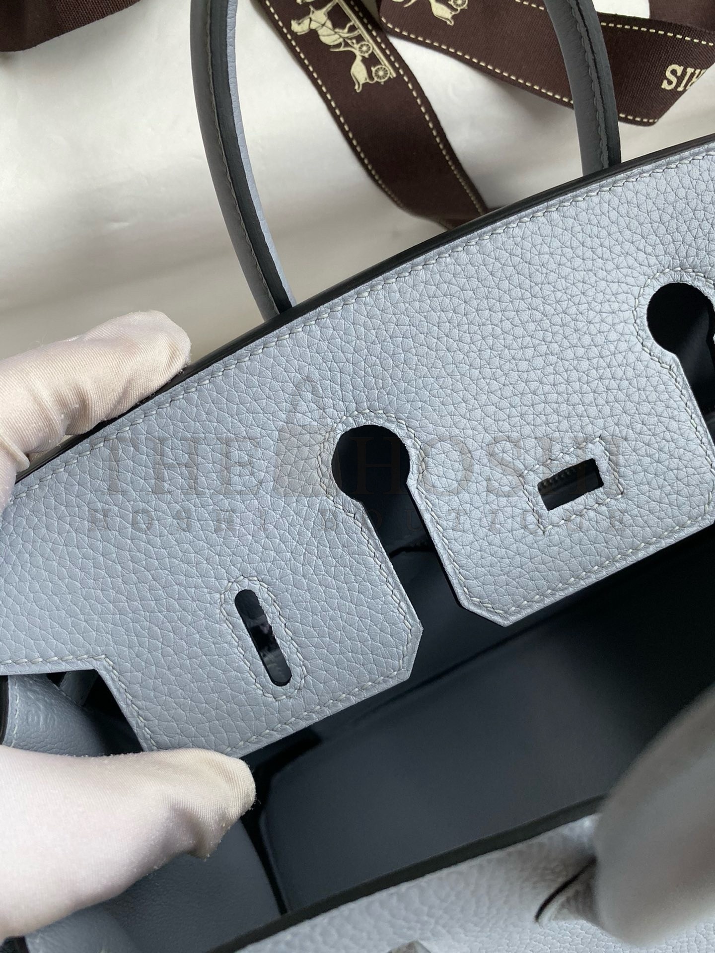 H**me5 Birkin 25 Retourne Handmade Bag In Blue Lin Clemence Leather Master Quality