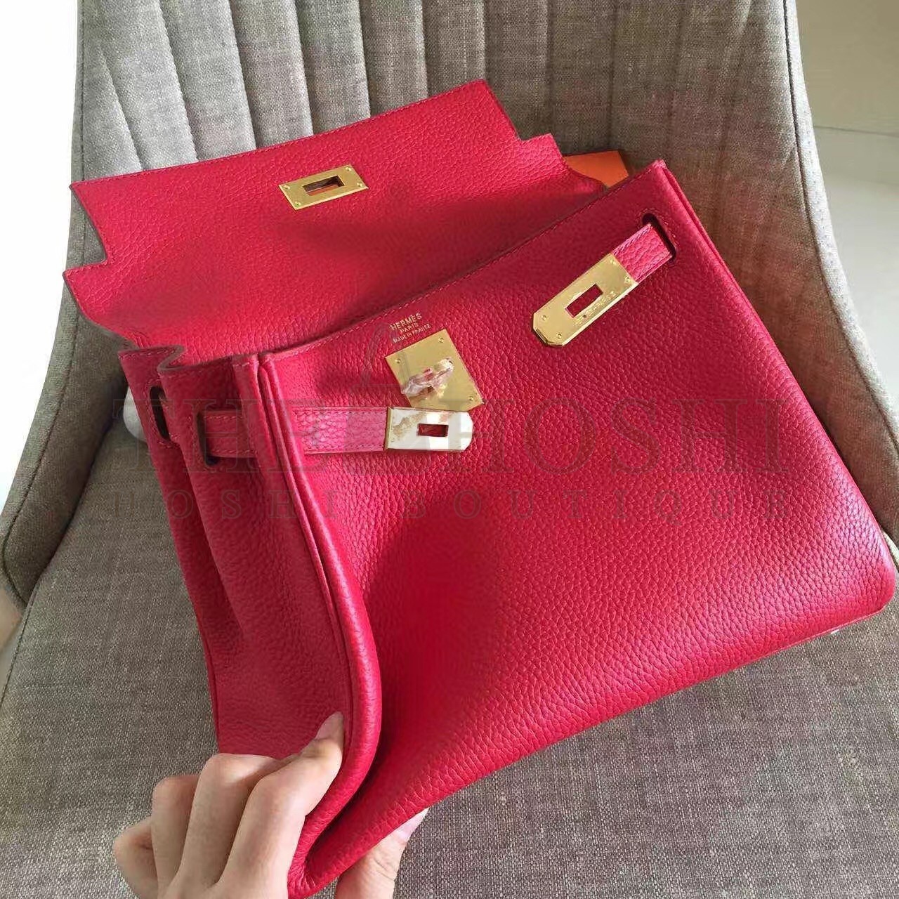 H**me5 Red Clemence Kelly Retourne 32cm Handmade Bag Master Quality