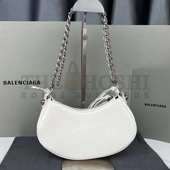 Ba1en*iaga Women BB Le Cagole XS Shoulder Bag White Arena Lambskin Master Quality