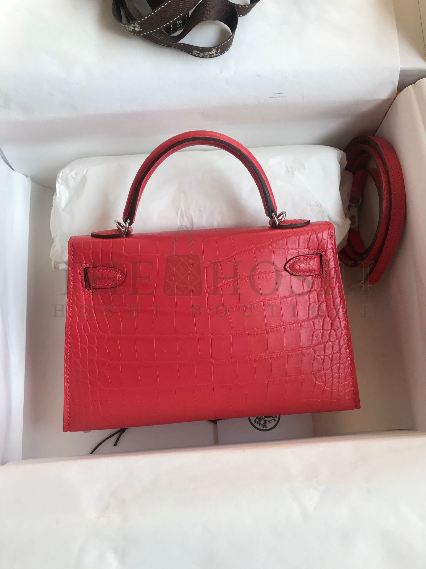 H**me5 Kelly Mini II Sellier Handmade Bag In Rose Extreme Matte Alligator Leather Master Quality