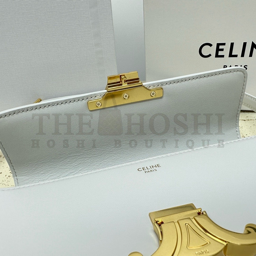 Ce1i*e Claude Shoulder Bag in White Calfskin Master Quality