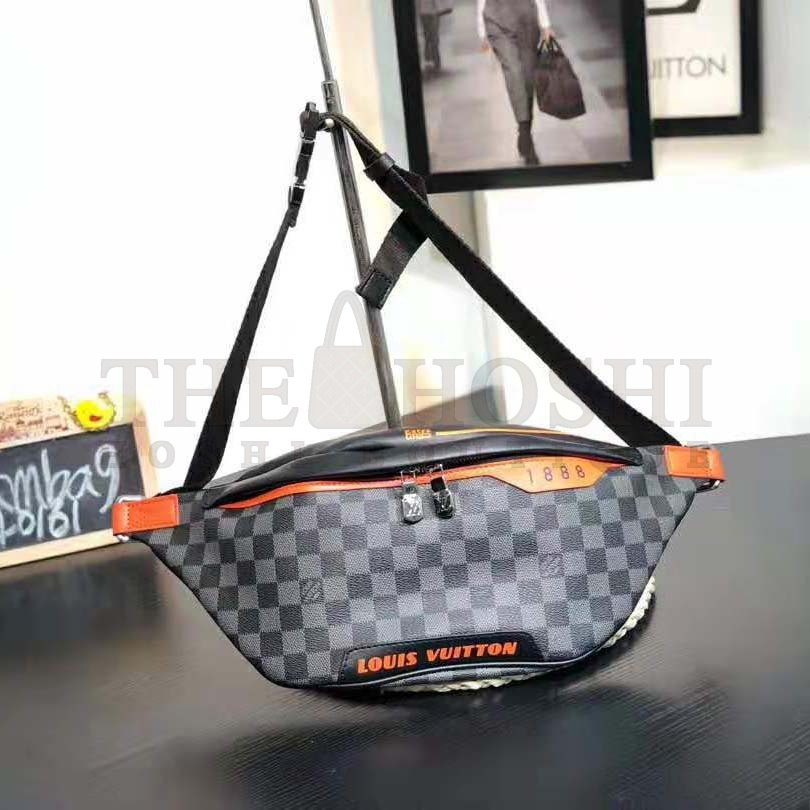 L0vis Vvtt0n LV Men Damier Cobalt Race Discovery Bumbag in Monogram Canvas-Orange Master Quality