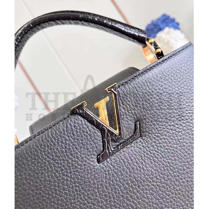 L0vis Vvtt0n LV Women Capucines MM Handbag Black Taurillon Cowhide Leather Master Quality