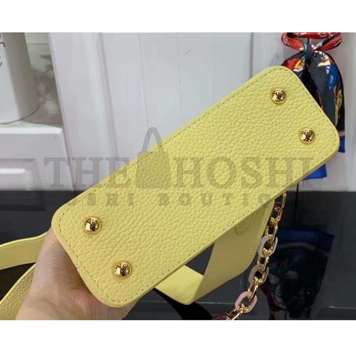 L0vis Vvtt0n LV Women Capucines Mini Handbag Yellow Taurillon Cowhide Leather Master Quality