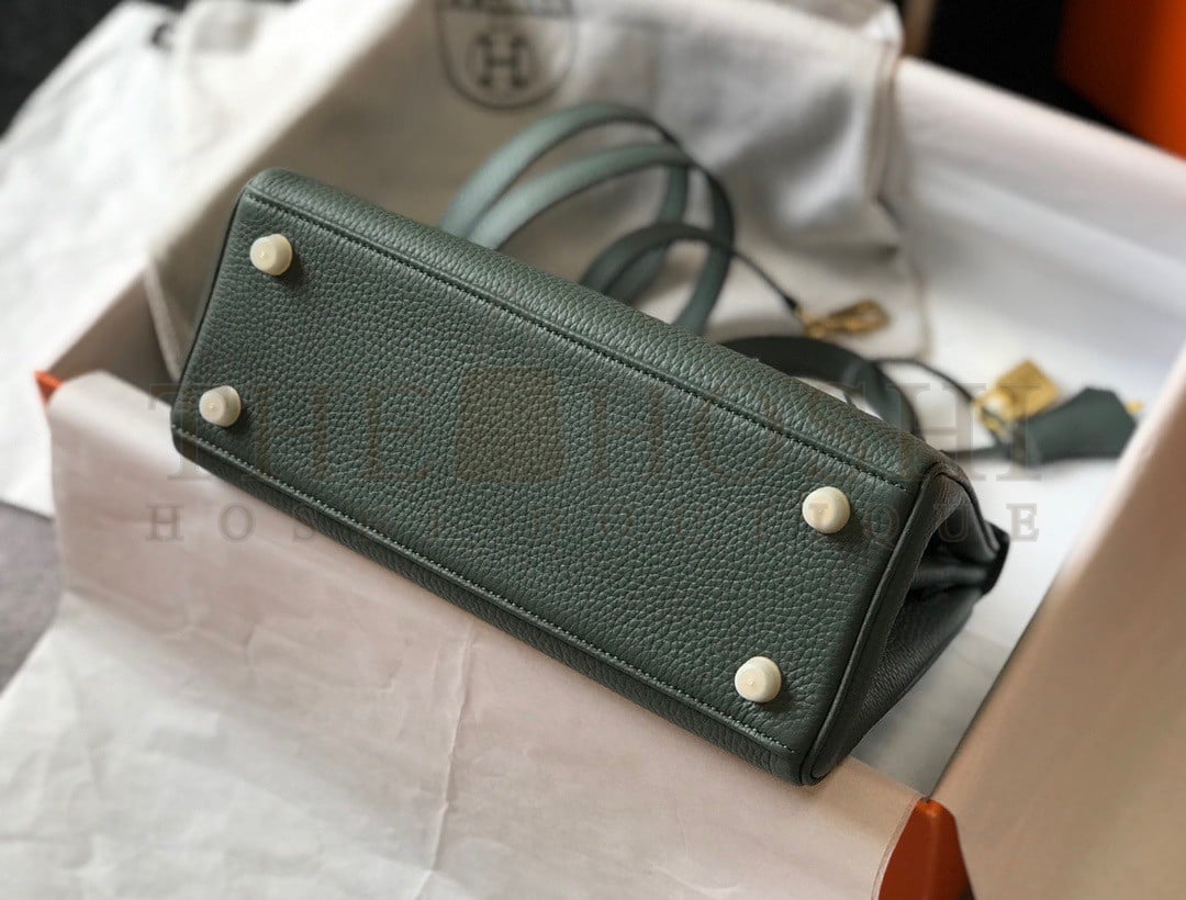 H**me5 Kelly 25cm Retourne Bag in Vert Amande Clemence Leather GHW Master Quality