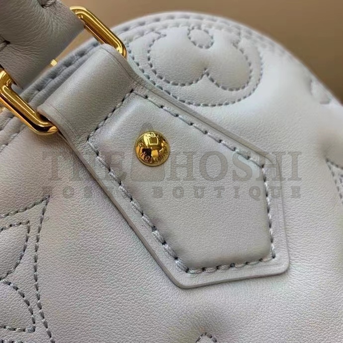 L0vis Vvtt0n LV Women Alma BB Handbag Blue Quilted Embroidered Smooth Calf Master Quality