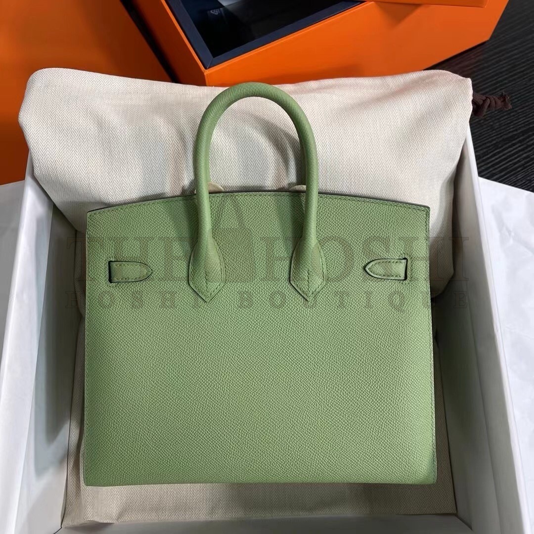 H**me5 Birkin 25 Sellier Handmade Bag In Vert Criquet Epsom Calfskin Master Quality