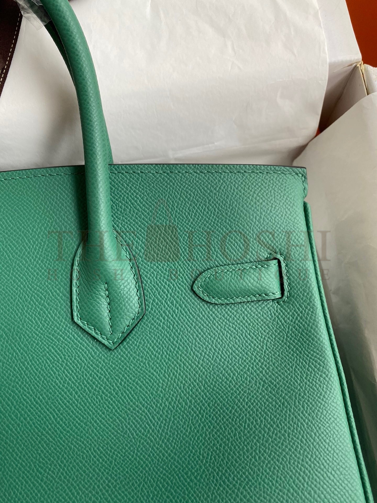 H**me5 Birkin 30 Retourne Handmade Bag In Malachite Epsom Calfskin Master Quality