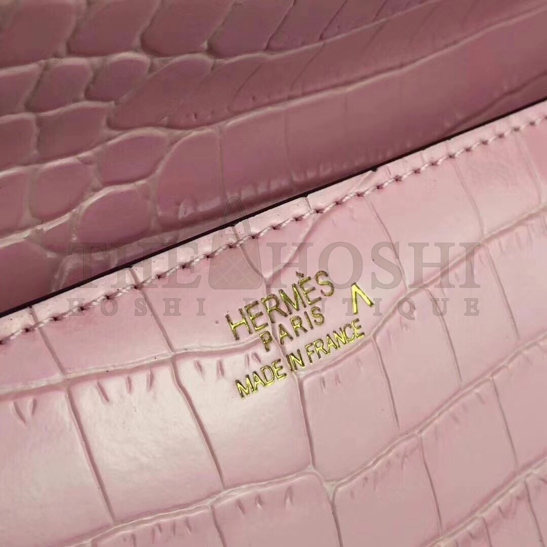H**me5 Medor Clutch Bag In Pink Crocodile Leather Master Quality