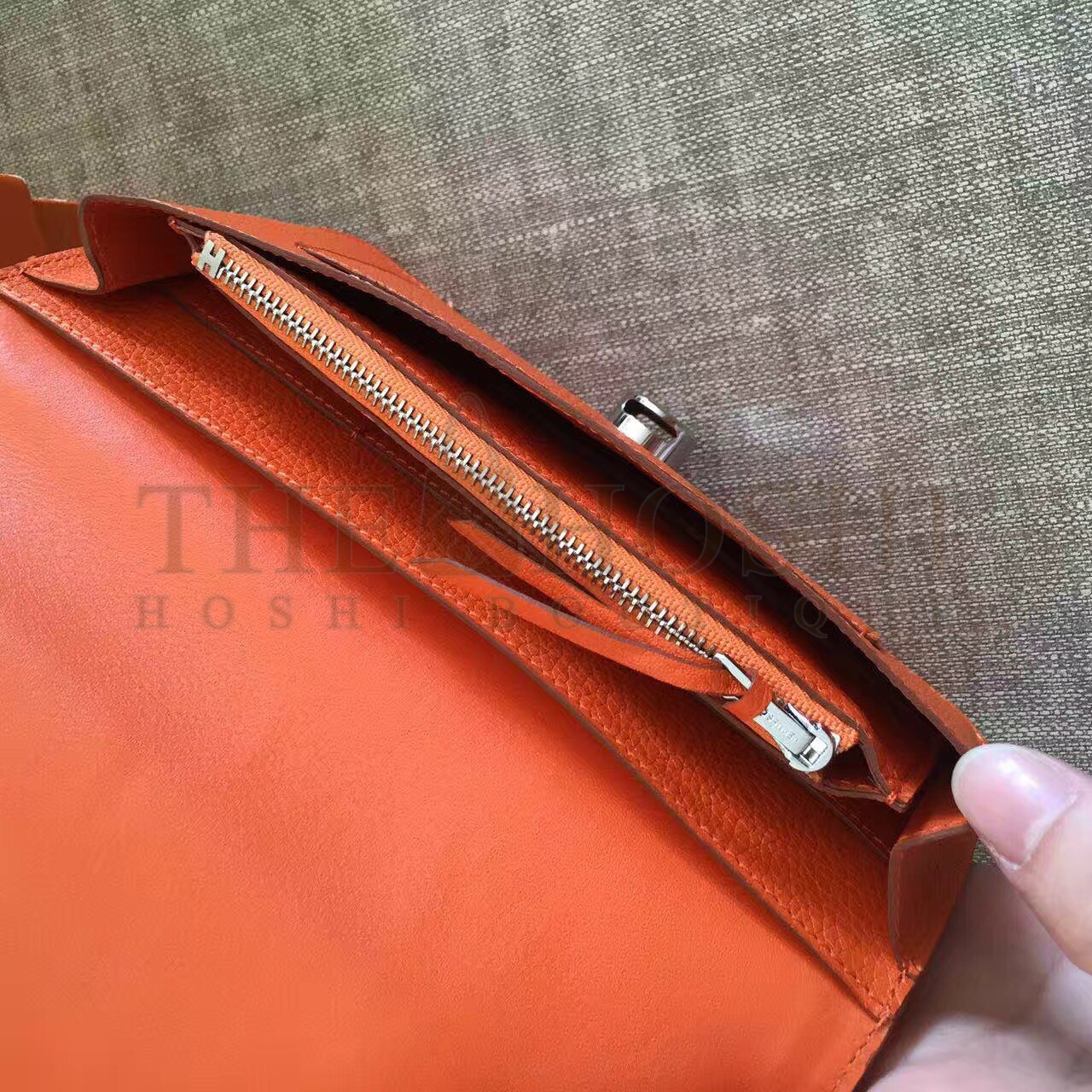 H**me5 Dogon Duo Wallet in Orange Clemence Leather Master Quality