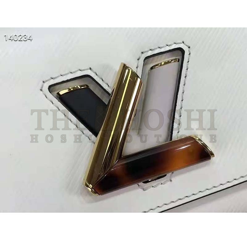 L0vis Vvtt0n LV Women Twist MM Handbag White Epi Smooth Grained Leather Master Quality