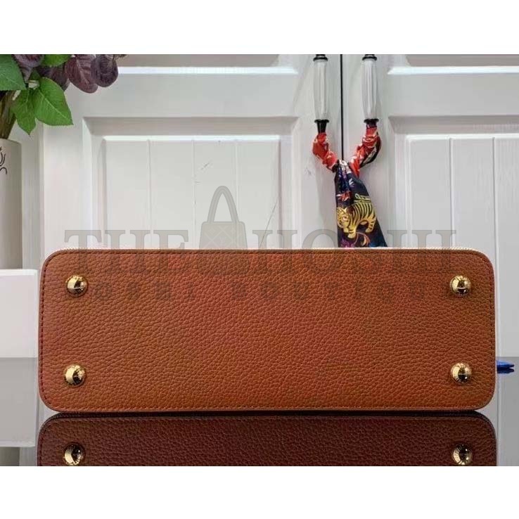 L0vis Vvtt0n LV Women Capucines MM Handbag Caramel Brown Taurillon Leather Canvas Master Quality