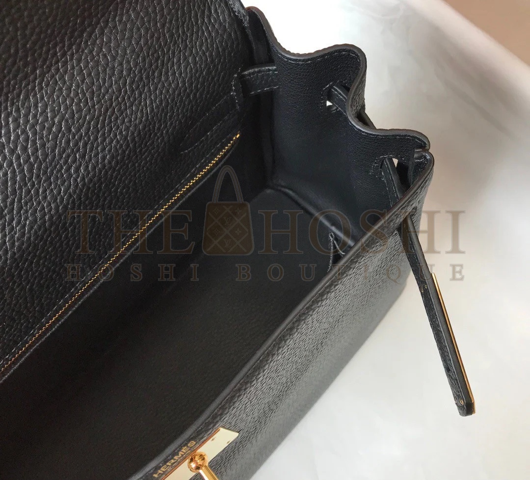 H**me5 Kelly 25cm Retourne Bag in Black Clemence Leather GHW Master Quality