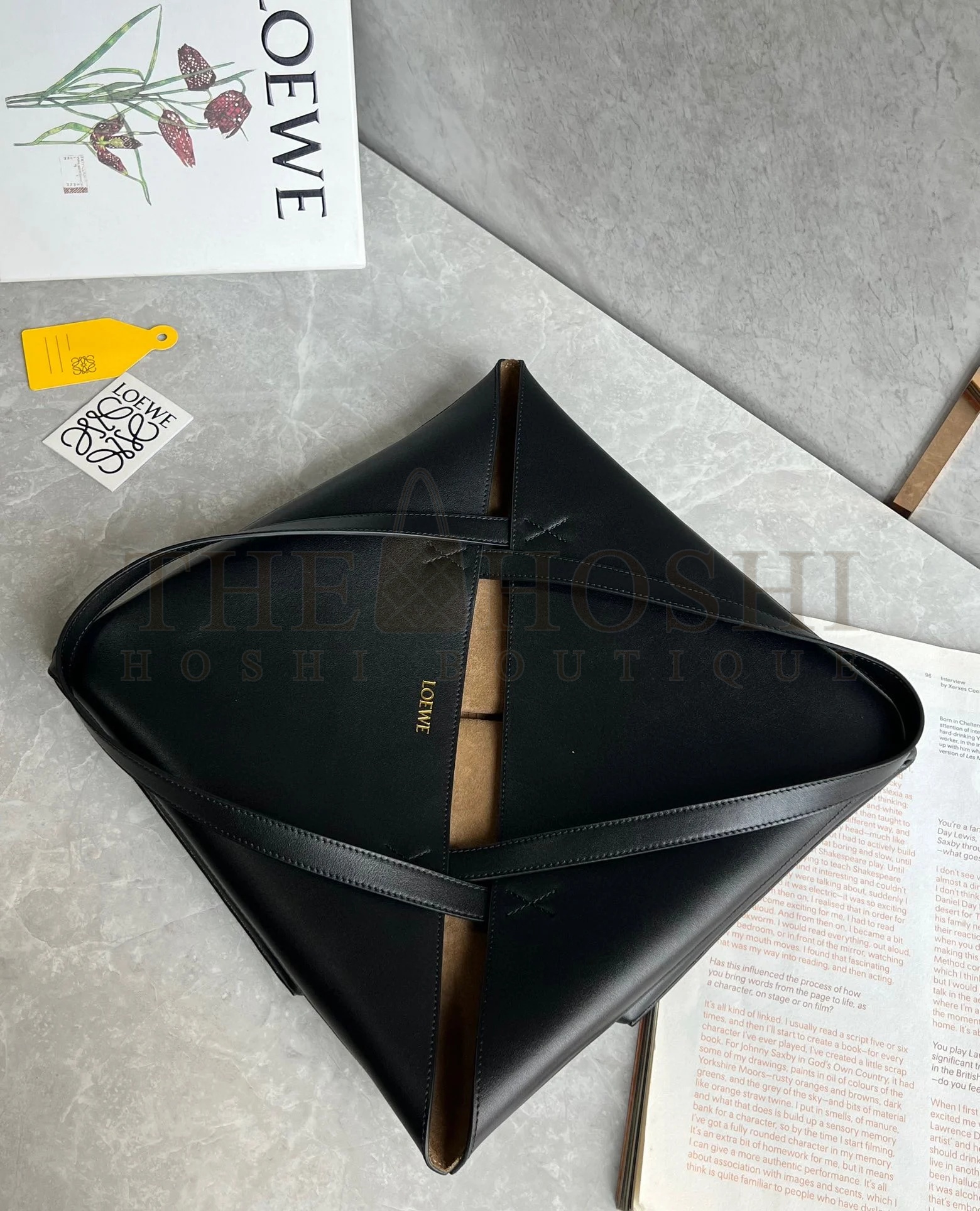 L0ew* Large Puzzle Fold Tote Bag in Black Calfskin Master Quality