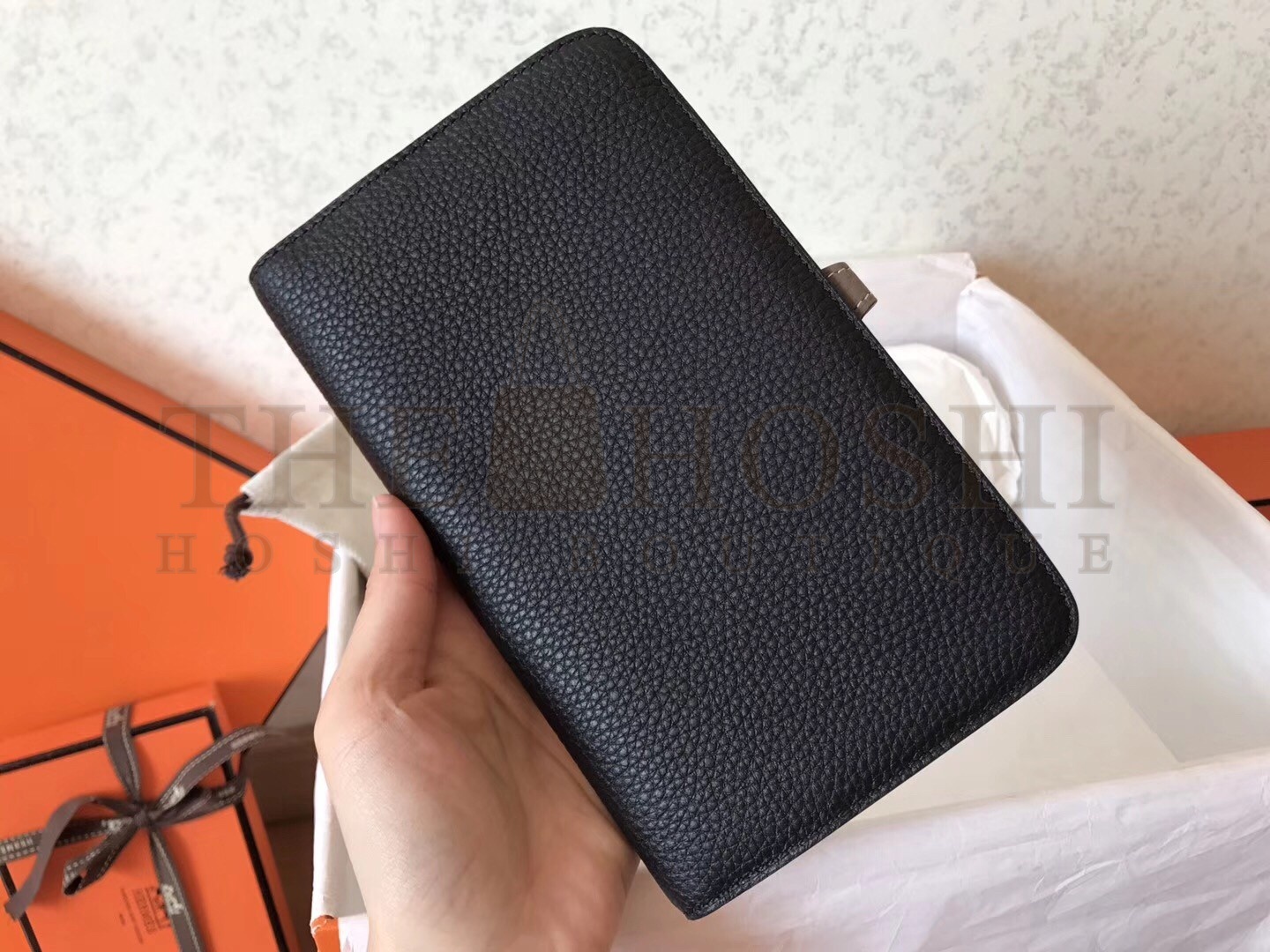 H**me5 Bicolor Dogon Duo Wallet In Black/Taupe Leather Master Quality