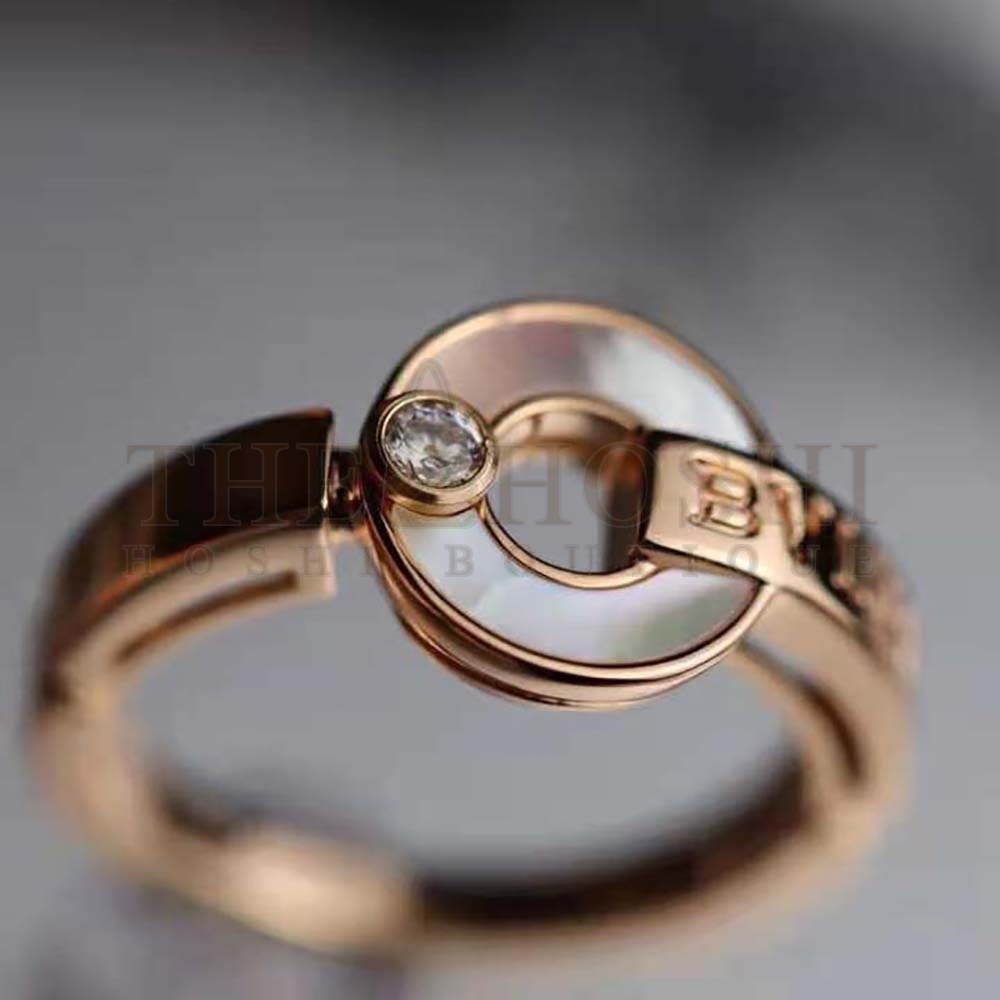 Bv1g*ai Women Openwork 18 KT Rose Gold Ring Master Quality