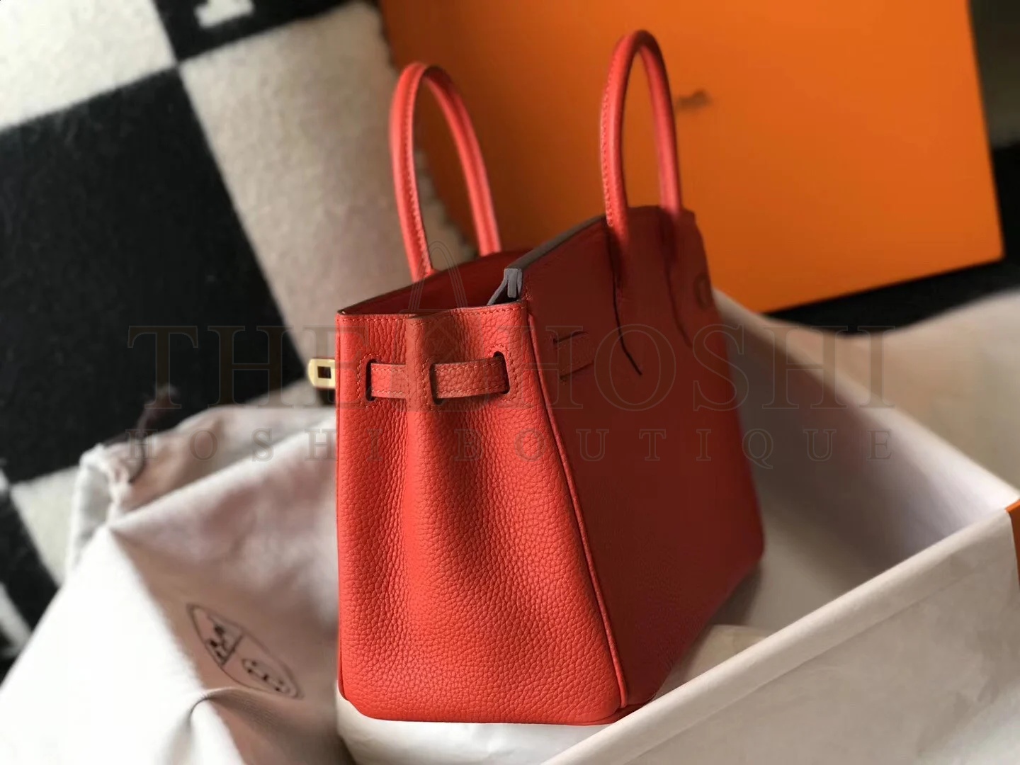 H**me5 Birkin 25 Bag In Red Clemence Leather with GHW Master Quality