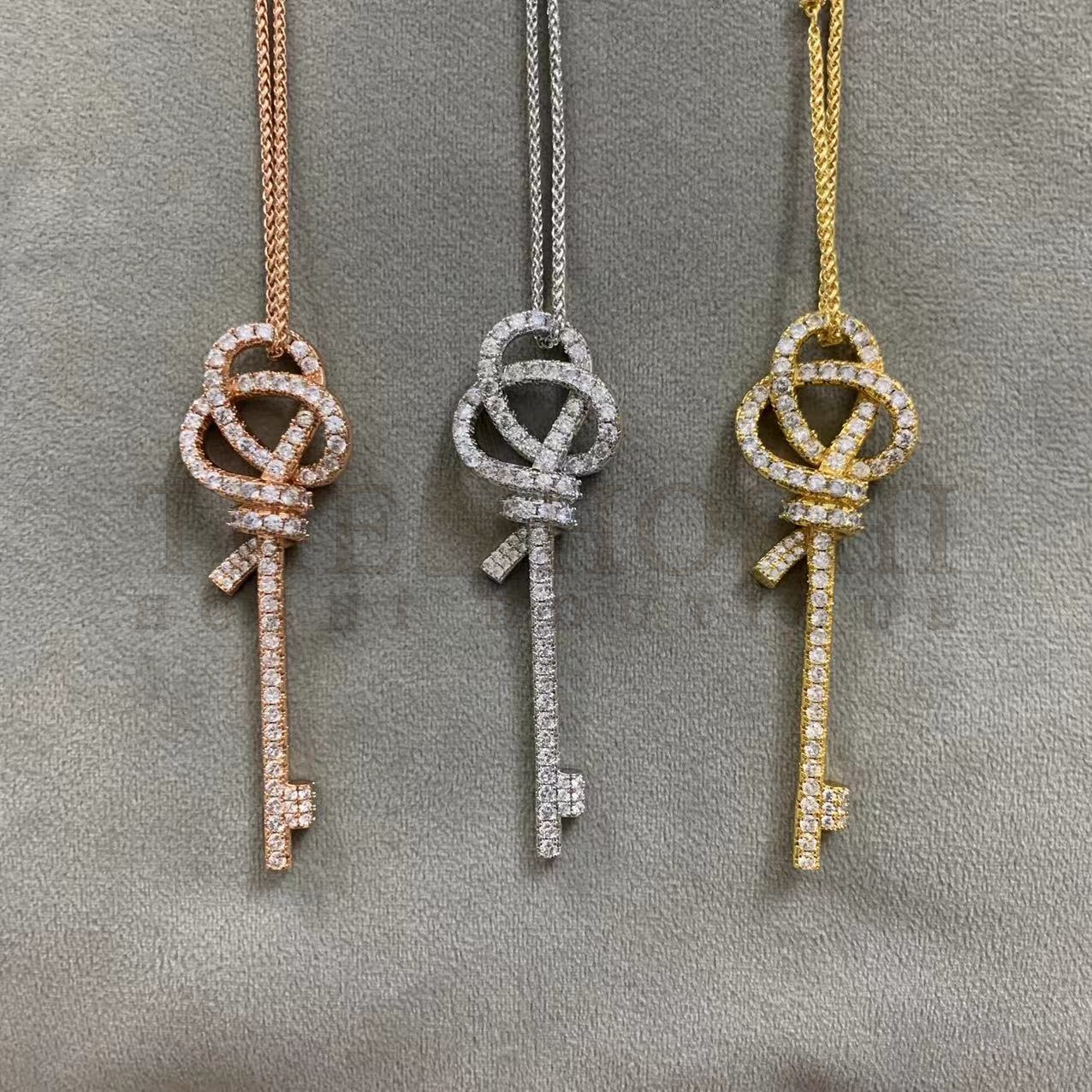 T*f*ny Available in Medium Small Large Rope Knot Half D1am0nd Full D1am0nd Key Necklace Master Quality