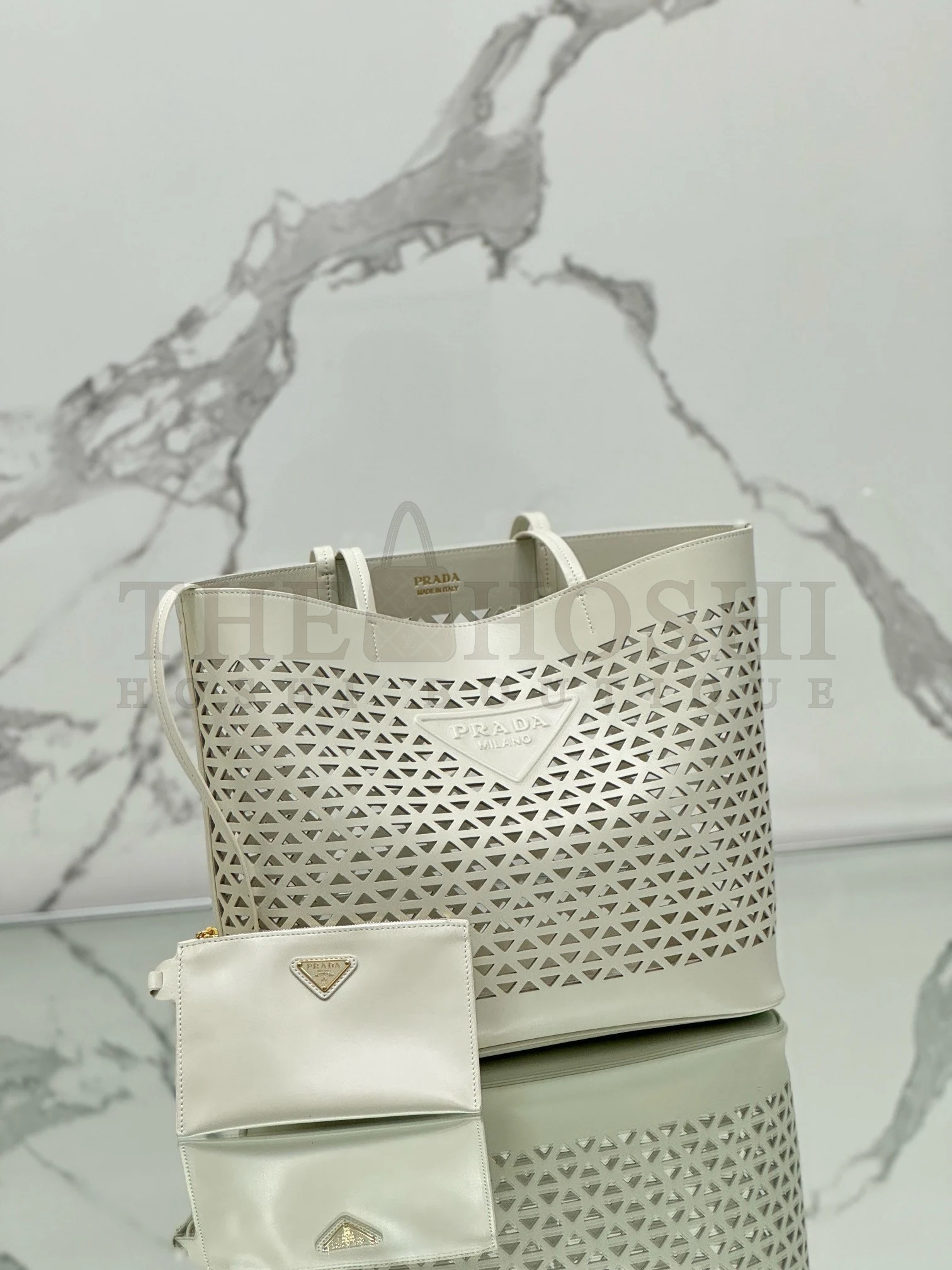 Pra*a Mini Buckle Bag in Linen Blend and Leather Master Quality