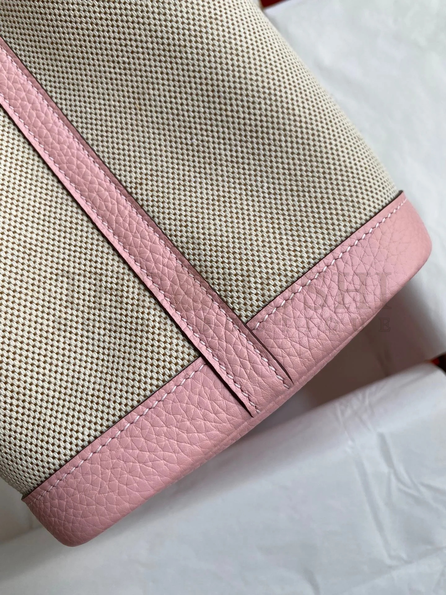 H**me5 Garden Party 30 Handmade Bag in Toile and Pink Leather Master Quality