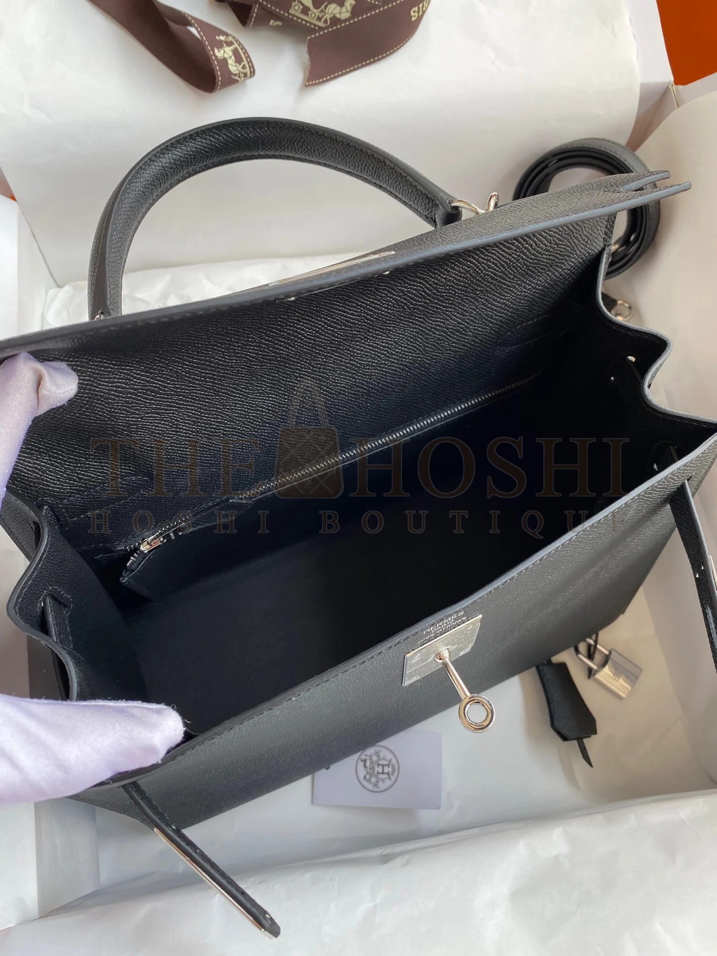 H**me5 Kelly Sellier 28 Handmade Bag In Black Epsom Calfskin Master Quality