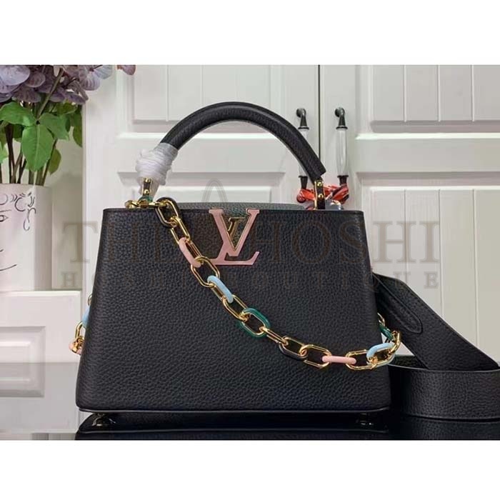 L0vis Vvtt0n LV Women Capucines BB Handbag Black Taurillon Cowhide Leather Master Quality