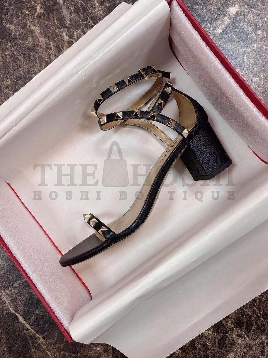 Va1e*ntin0 Rockstud Sandals 60mm In Black Calfskin Master Quality
