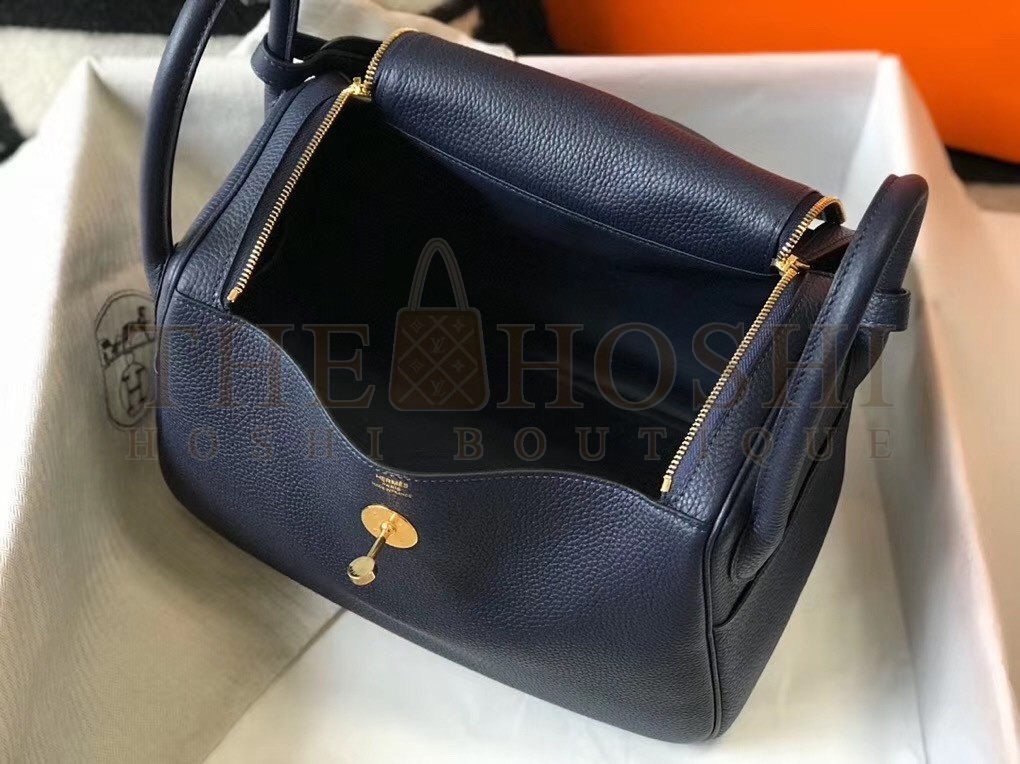 H**me5 Lindy 30cm Bag In Navy Blue Clemence Leather Master Quality