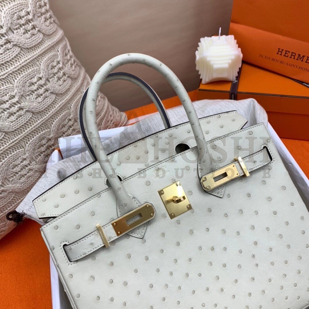 H**me5 Beton Birkin 30cm Ostrich Handmade Bag Master Quality