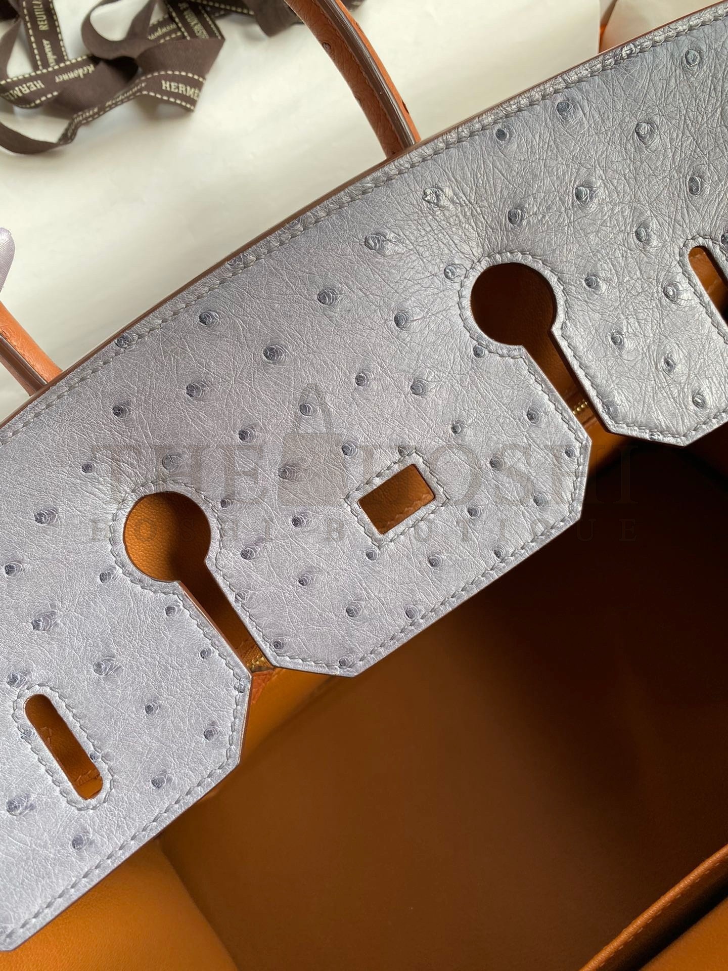 H**me5 HSS Birkin 35 Bicolor Bag in Gris Agate and Gold Ostrich Leather Master Quality