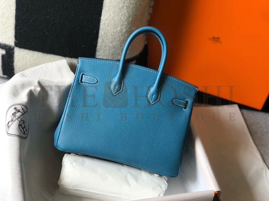 H**me5 Birkin 25cm Bag In Blue Jean Clemence Leather Master Quality