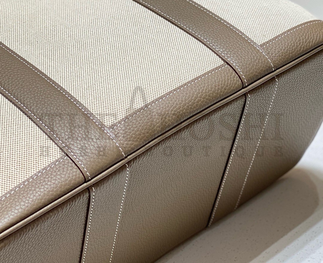 H**me5 Garden Party 36cm Bag in Toile and Taupe Leather Master Quality