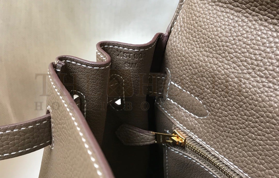 H**me5 Kelly 32cm Retourne Bag in Taupe Clemence Leather GHW Master Quality