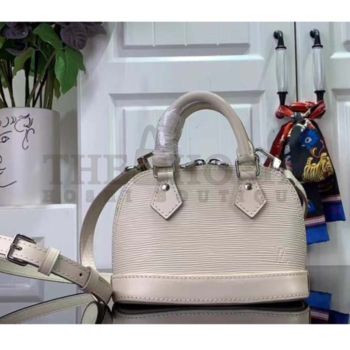 L0vis Vvtt0n LV Women Nano Alma Handbag Quartz White Epi Grained Cowhide Leather Master Quality