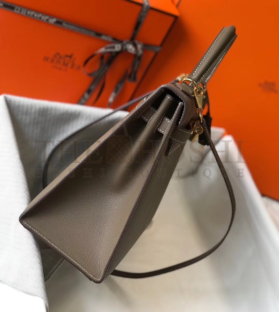 H**me5 Taupe Epsom Kelly 32cm Sellier Bag Master Quality