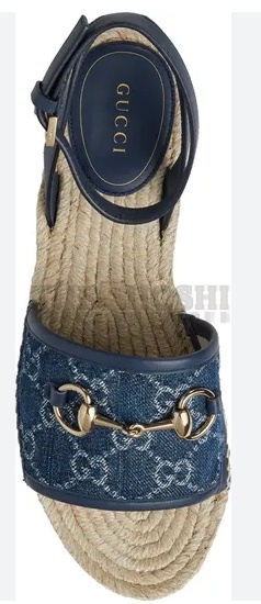 Gvc*1 DENIM ESPADRILLE SANDALS WITH GOLD HORSEBIT DETAILING SHOES Master Quality