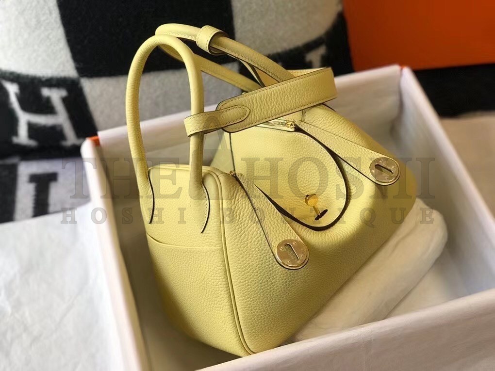 H**me5 Lindy 30cm Bag In Jaune Poussin Clemence Leather Master Quality