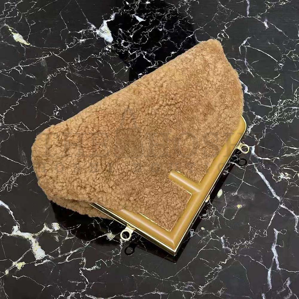 F**di Women First Medium Beige Sheepskin Bag Master Quality