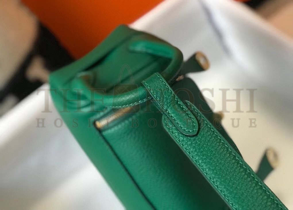 H**me5 Mini Lindy Bag In Green Clemence Leather Master Quality