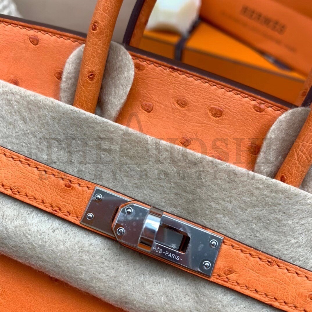 H**me5 Orange Birkin 25cm Ostrich Handmade Bag Master Quality