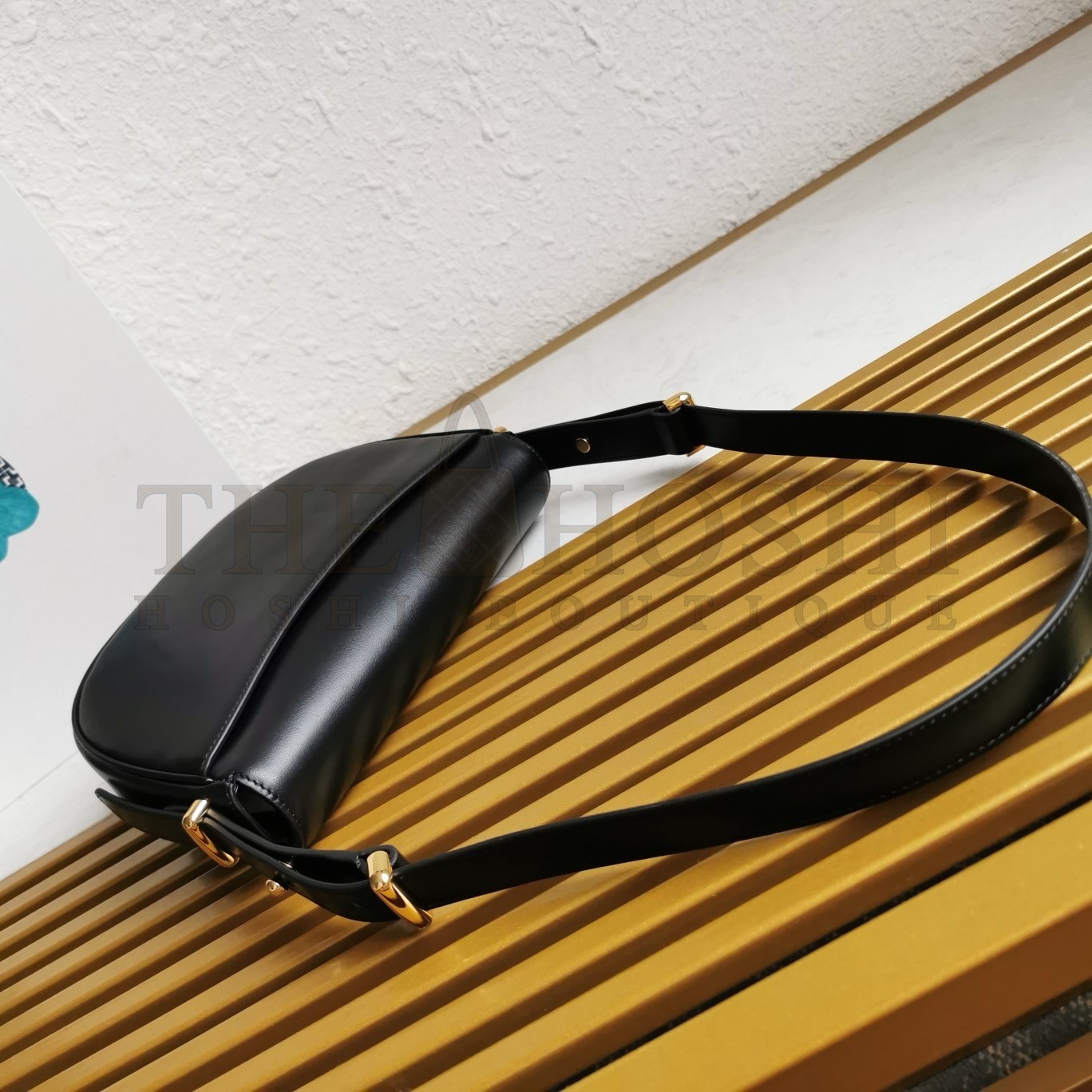 Pra*a Arque Shoulder Bag with Flap in Black Leather Master Quality