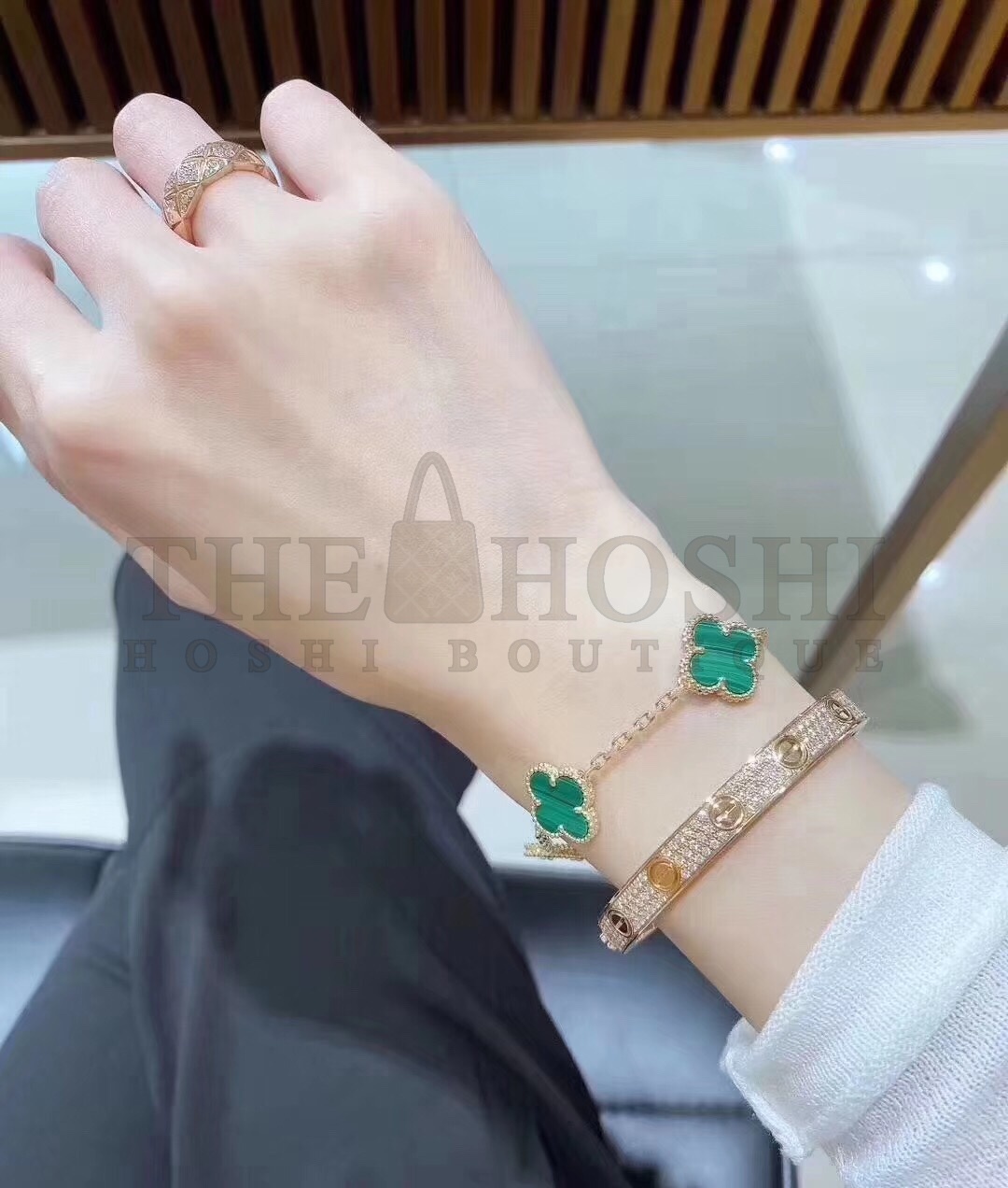 V*n Cl**f&Arpels Agate Clover Bracelet, Vintage Alhambra bracelet, 5 motifs Master Quality