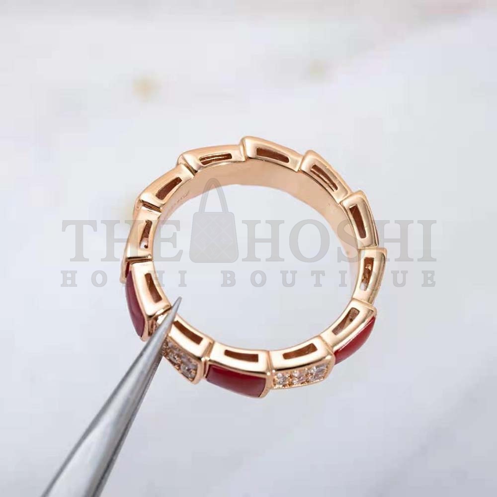 Bv1g*ai Women Serpenti Viper Band Ring in 18 KT Rose Gold-Red Master Quality