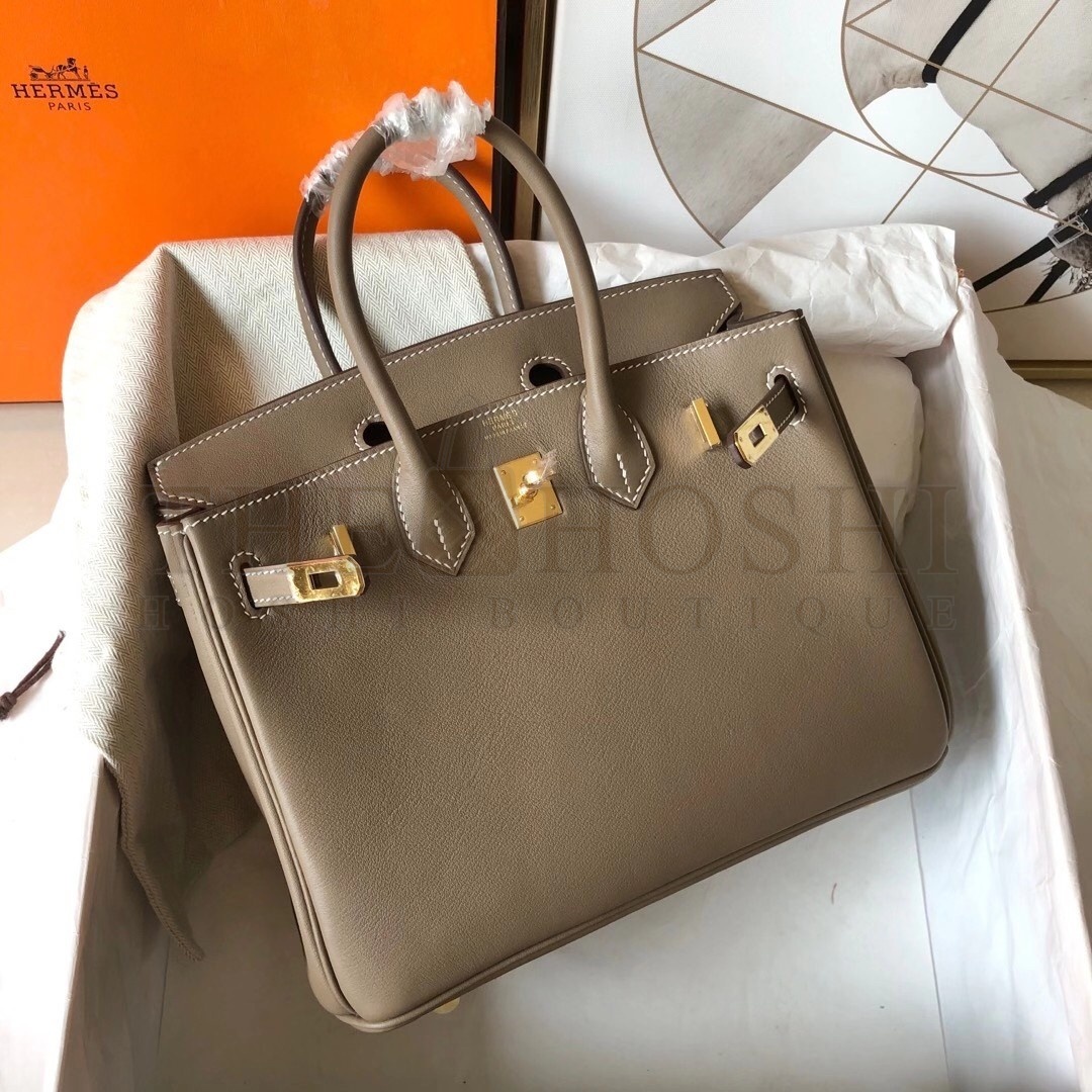 H**me5 Taupe Birkin 25cm Swift Handmade Bag Master Quality