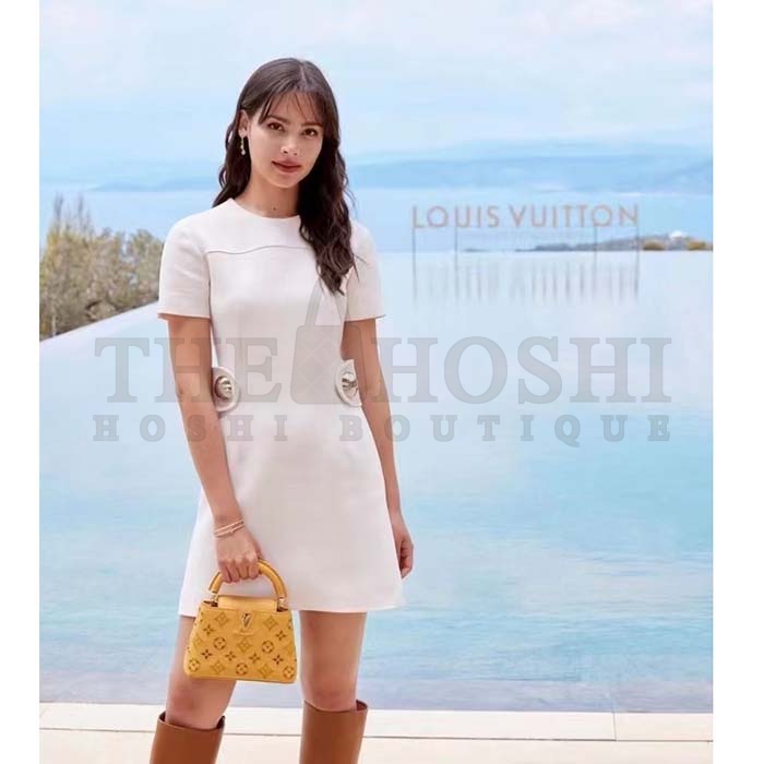 L0vis Vvtt0n LV Women Capucines Mini Handbag Saffron Yellow Calfskin Leather Cowhide Lining Master Quality