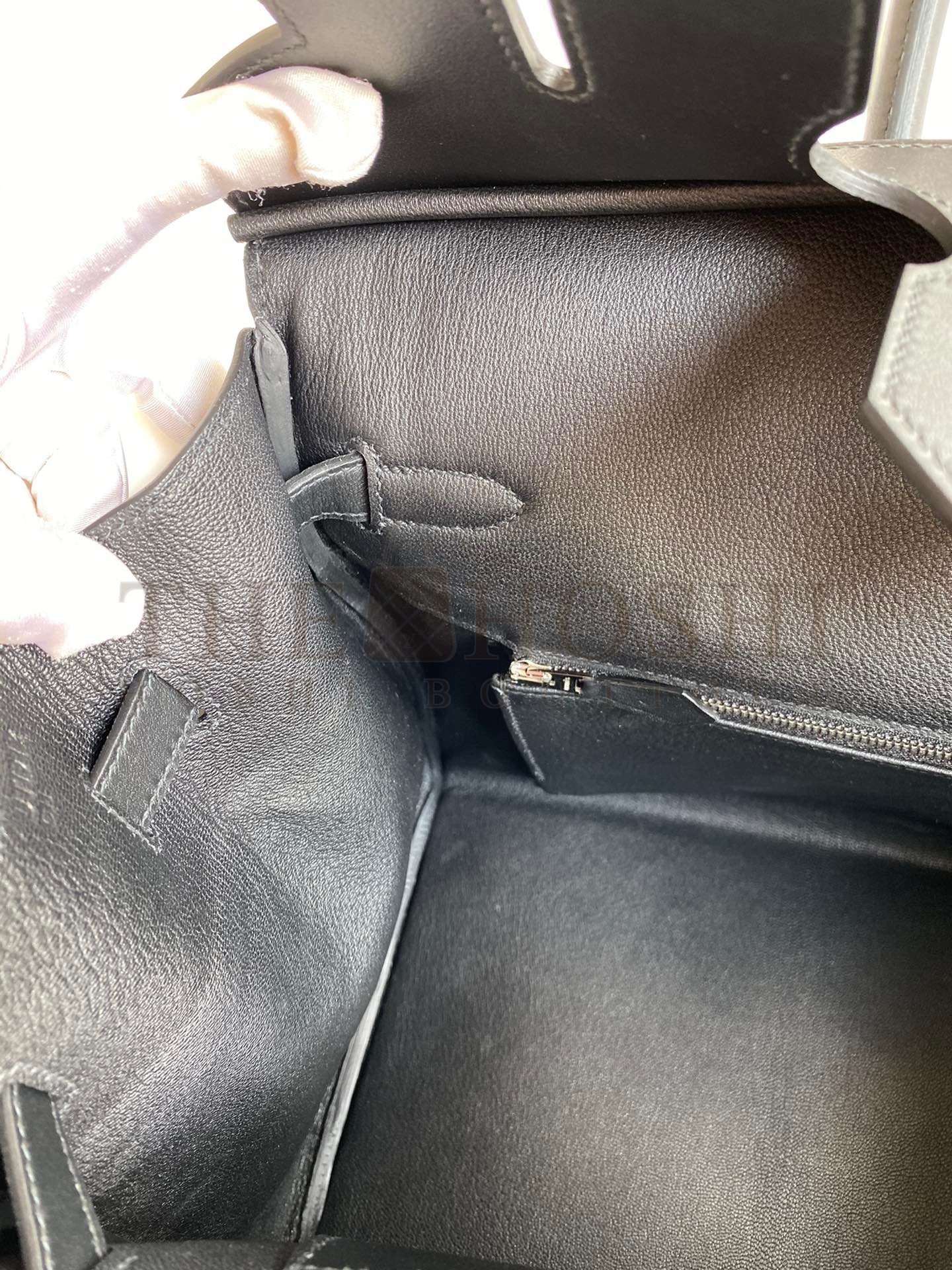 H**me5 Birkin 35 Handmade Bag In Toile & Black Swift Leather Master Quality