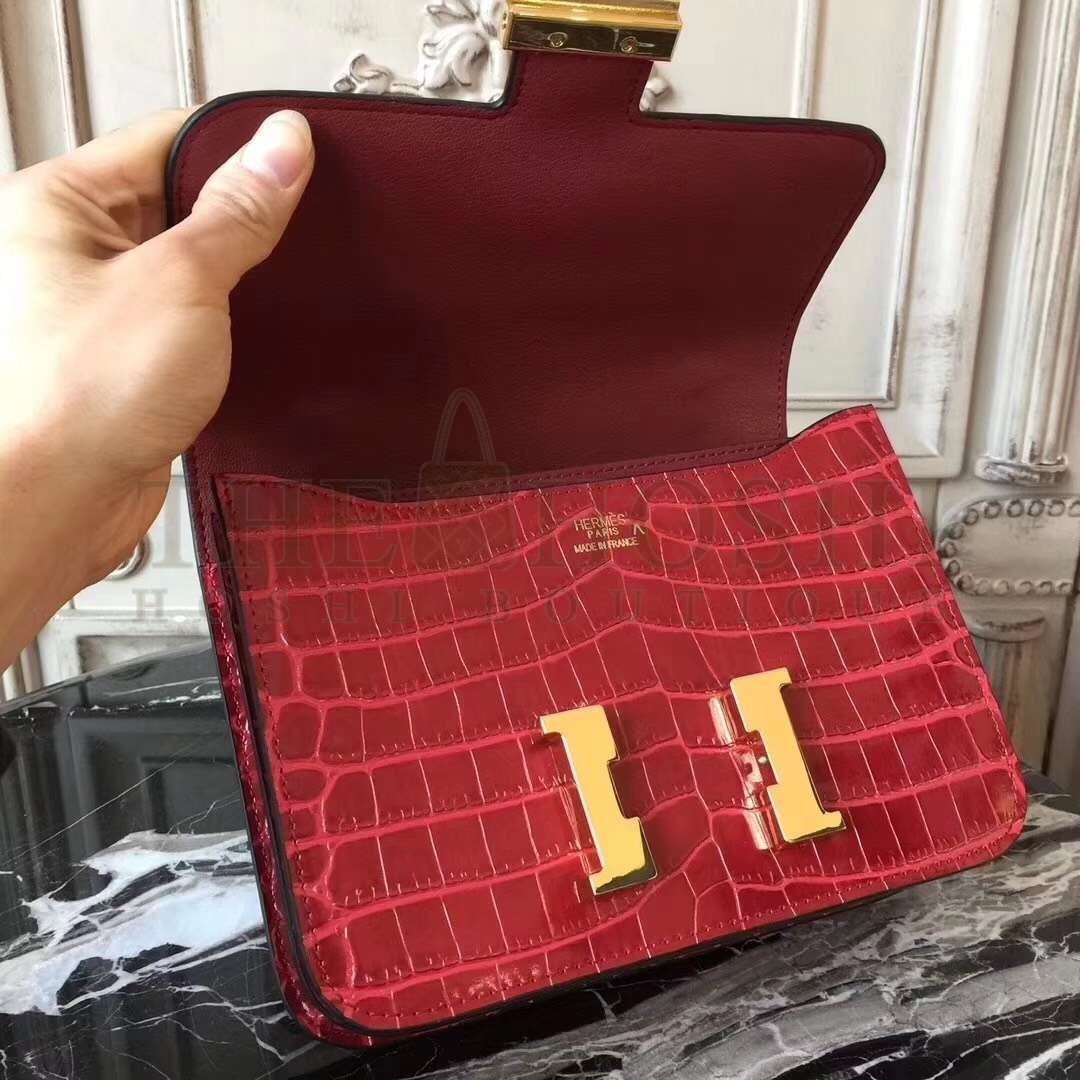 H**me5 Red Constance MM 24cm Crocodile Bag Master Quality