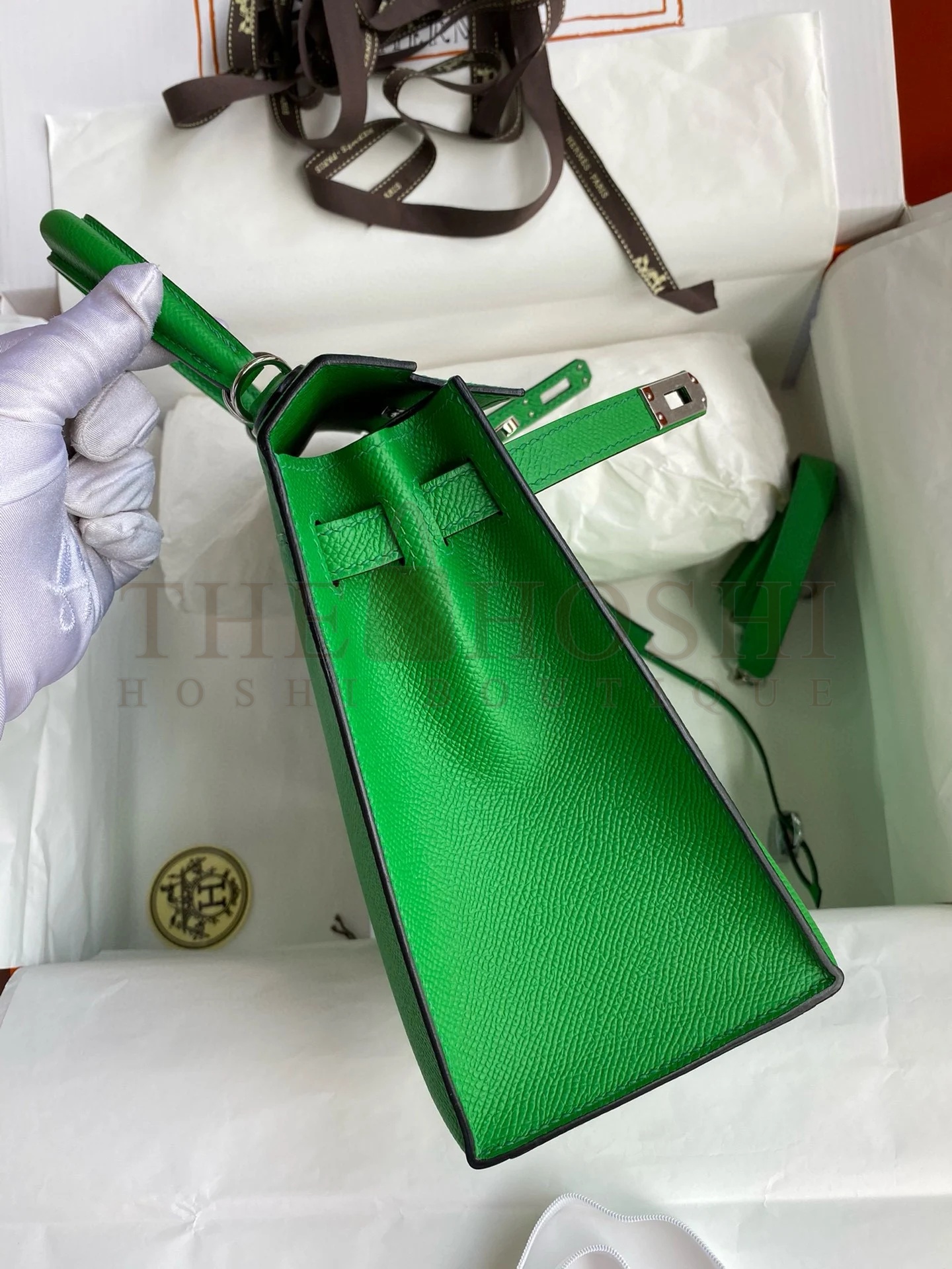 H**me5 Kelly Sellier 28 Handmade Bag In Bamboo Epsom Calfskin Master Quality