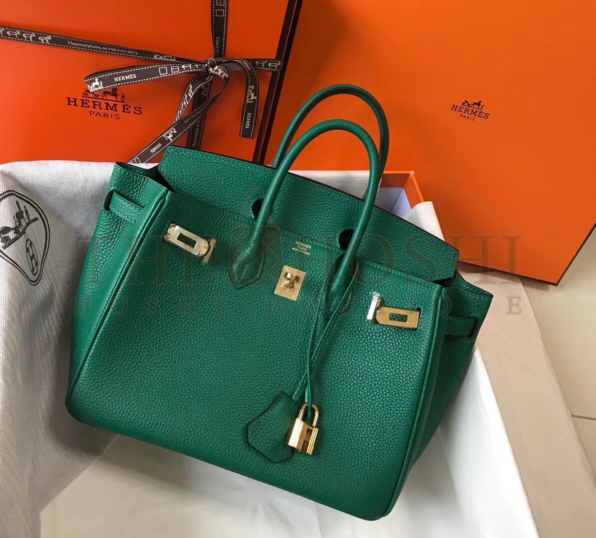 H**me5 Birkin 25cm Bag In Malachite Clemence Leather Master Quality